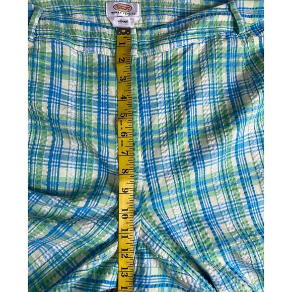 Talbots Woman Petite Seersucker Pedal Pusher Short Capri Pants 18W Blue Plaid - Picture 5 of 12
